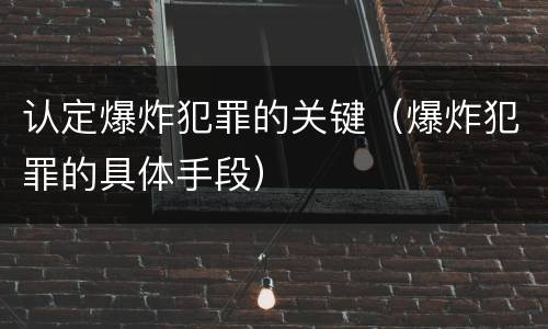 认定爆炸犯罪的关键（爆炸犯罪的具体手段）