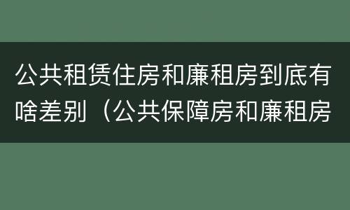 公共租赁住房和廉租房到底有啥差别（公共保障房和廉租房的区别）