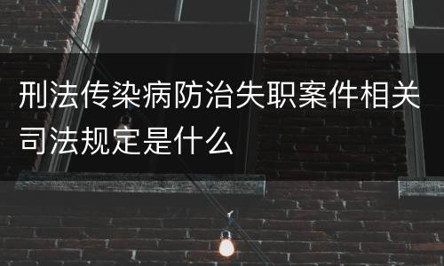 刑法传染病防治失职案件相关司法规定是什么