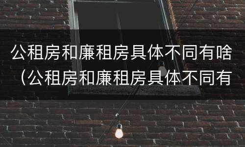 公租房和廉租房具体不同有啥（公租房和廉租房具体不同有啥影响）