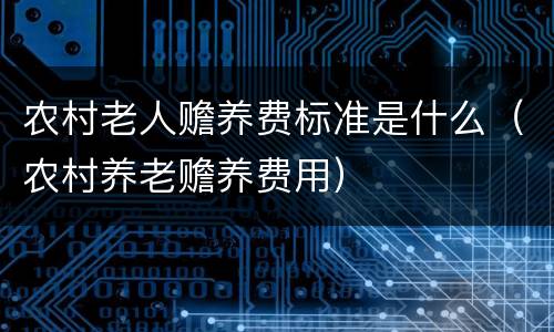 农村老人赡养费标准是什么（农村养老赡养费用）