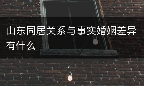 山东同居关系与事实婚姻差异有什么