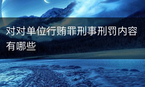 对对单位行贿罪刑事刑罚内容有哪些