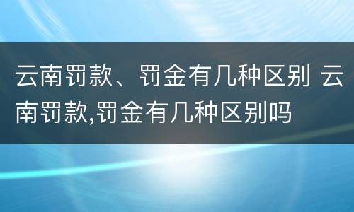 云南罚款、罚金有几种区别 云南罚款,罚金有几种区别吗