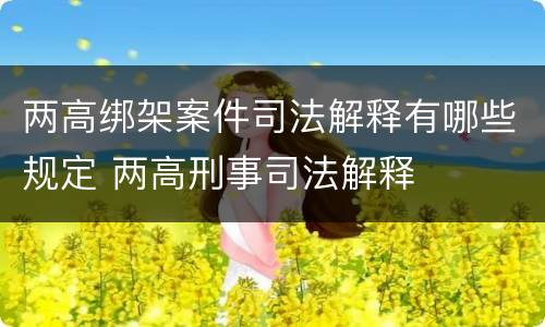 两高绑架案件司法解释有哪些规定 两高刑事司法解释