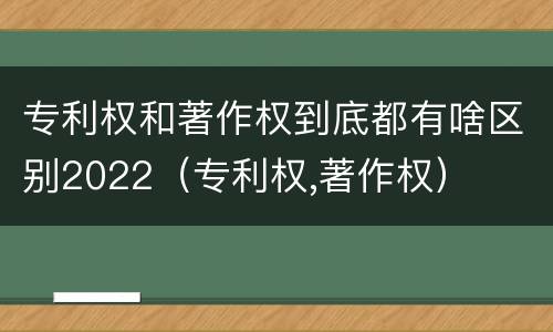 专利权和著作权到底都有啥区别2022（专利权,著作权）
