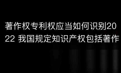 著作权专利权应当如何识别2022 我国规定知识产权包括著作权专利权