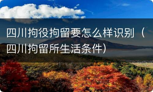 四川拘役拘留要怎么样识别（四川拘留所生活条件）
