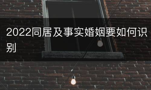 2022同居及事实婚姻要如何识别