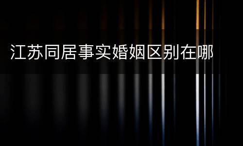 江苏同居事实婚姻区别在哪