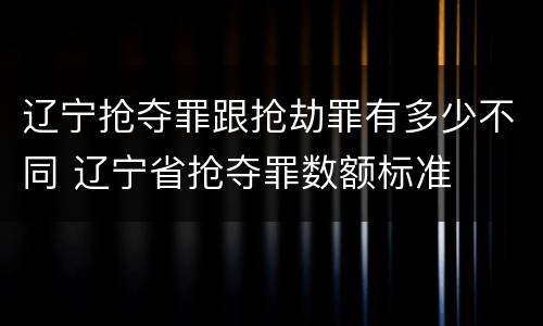 辽宁抢夺罪跟抢劫罪有多少不同 辽宁省抢夺罪数额标准