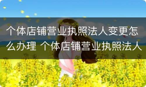个体店铺营业执照法人变更怎么办理 个体店铺营业执照法人变更怎么办理流程