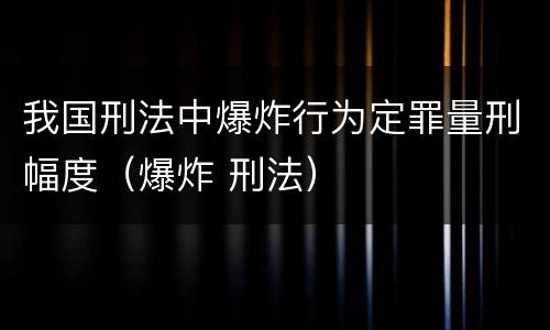 我国刑法中爆炸行为定罪量刑幅度（爆炸 刑法）