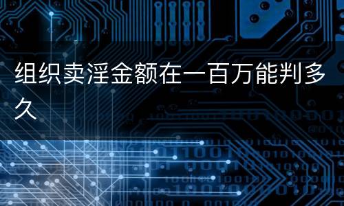 组织卖淫金额在一百万能判多久