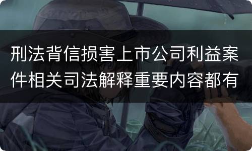 刑法背信损害上市公司利益案件相关司法解释重要内容都有哪些