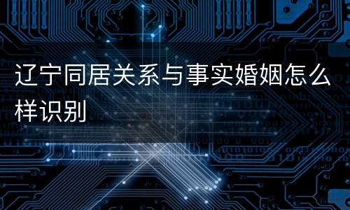 辽宁同居关系与事实婚姻怎么样识别