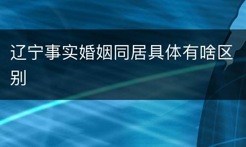 辽宁事实婚姻同居具体有啥区别