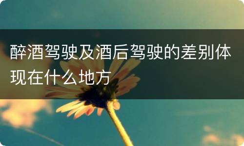 醉酒驾驶及酒后驾驶的差别体现在什么地方
