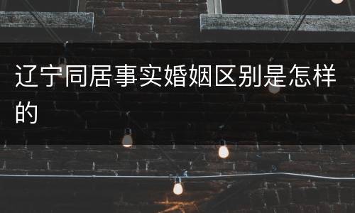 辽宁同居事实婚姻区别是怎样的