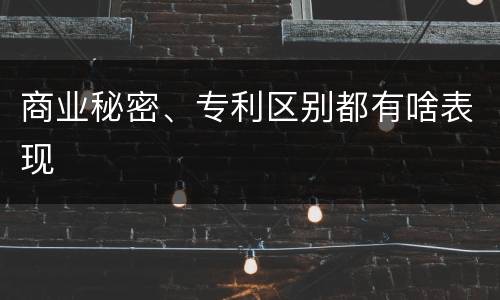 商业秘密、专利区别都有啥表现