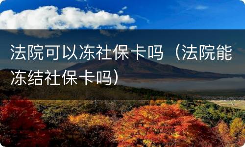 法院可以冻社保卡吗（法院能冻结社保卡吗）