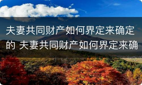 夫妻共同财产如何界定来确定的 夫妻共同财产如何界定来确定的呢