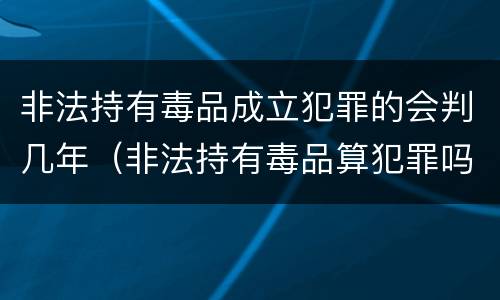 非法持有毒品成立犯罪的会判几年（非法持有毒品算犯罪吗）