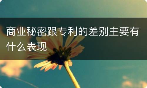 商业秘密跟专利的差别主要有什么表现
