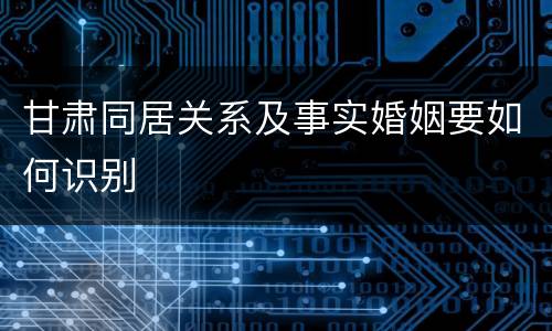 甘肃同居关系及事实婚姻要如何识别