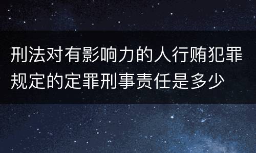 刑法对有影响力的人行贿犯罪规定的定罪刑事责任是多少