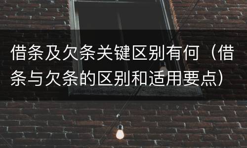 借条及欠条关键区别有何（借条与欠条的区别和适用要点）