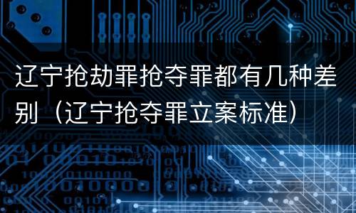 辽宁抢劫罪抢夺罪都有几种差别（辽宁抢夺罪立案标准）