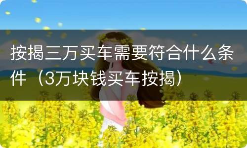 按揭三万买车需要符合什么条件（3万块钱买车按揭）