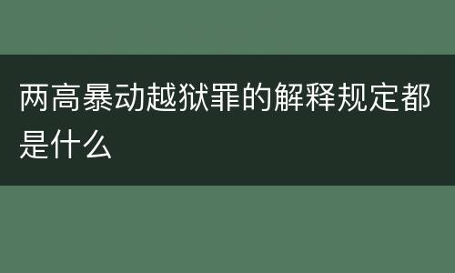 两高暴动越狱罪的解释规定都是什么