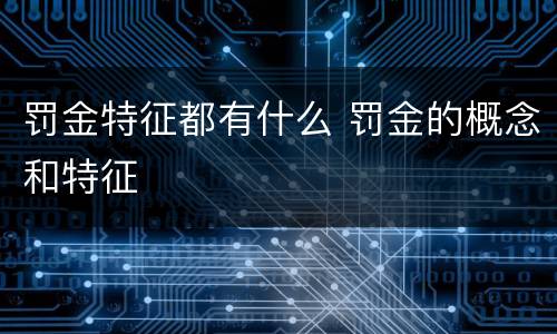 罚金特征都有什么 罚金的概念和特征