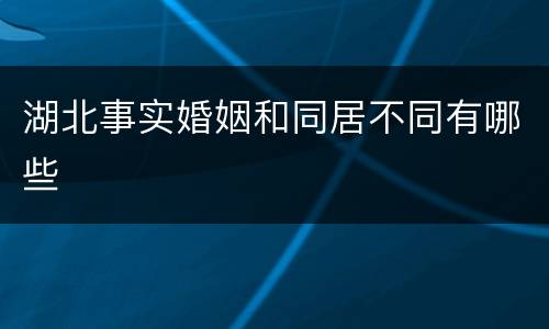 湖北事实婚姻和同居不同有哪些