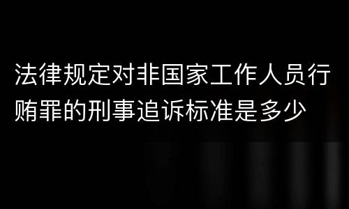 法律规定对非国家工作人员行贿罪的刑事追诉标准是多少