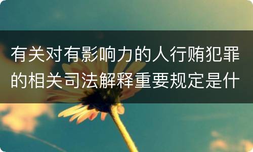 有关对有影响力的人行贿犯罪的相关司法解释重要规定是什么