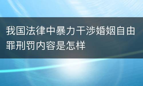 我国法律中暴力干涉婚姻自由罪刑罚内容是怎样