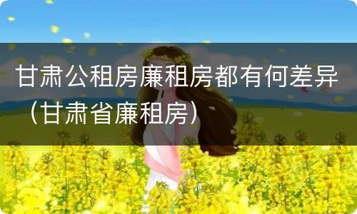 甘肃公租房廉租房都有何差异（甘肃省廉租房）