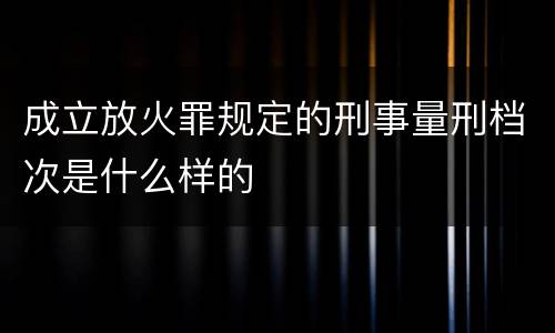成立放火罪规定的刑事量刑档次是什么样的