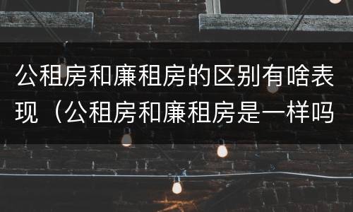 公租房和廉租房的区别有啥表现（公租房和廉租房是一样吗）