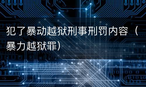 犯了暴动越狱刑事刑罚内容（暴力越狱罪）