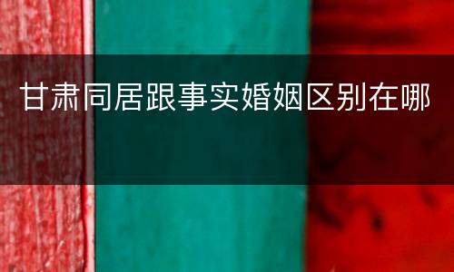 甘肃同居跟事实婚姻区别在哪