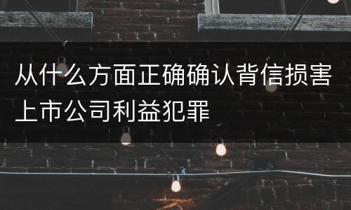 从什么方面正确确认背信损害上市公司利益犯罪