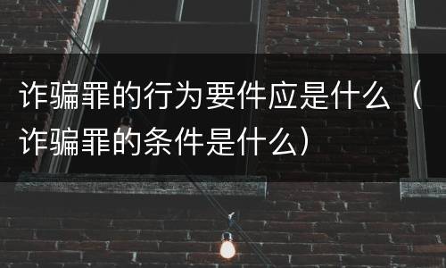 诈骗罪的行为要件应是什么（诈骗罪的条件是什么）