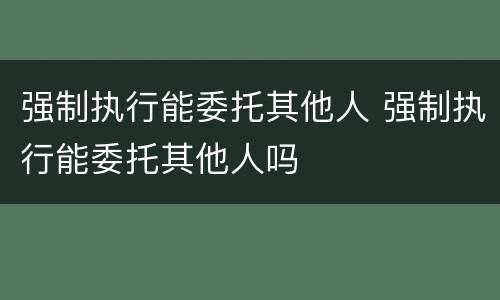 强制执行能委托其他人 强制执行能委托其他人吗