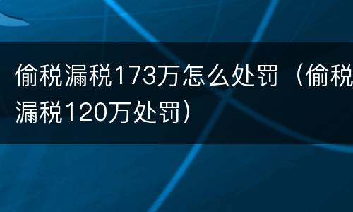 偷税漏税173万怎么处罚（偷税漏税120万处罚）