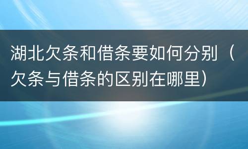 湖北欠条和借条要如何分别（欠条与借条的区别在哪里）