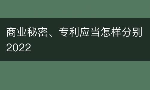 商业秘密、专利应当怎样分别2022